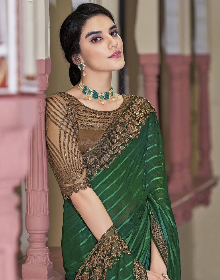 Green Chiffon Saree | Leemboodi