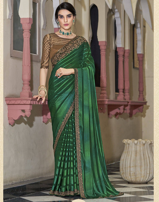 Green Chiffon Saree | Leemboodi
