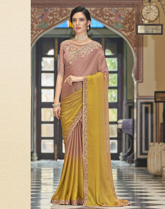 Yellow Chiffon Saree | Leemboodi