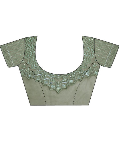 Dusty Green Embroidery Silk Saree | Leemboodi