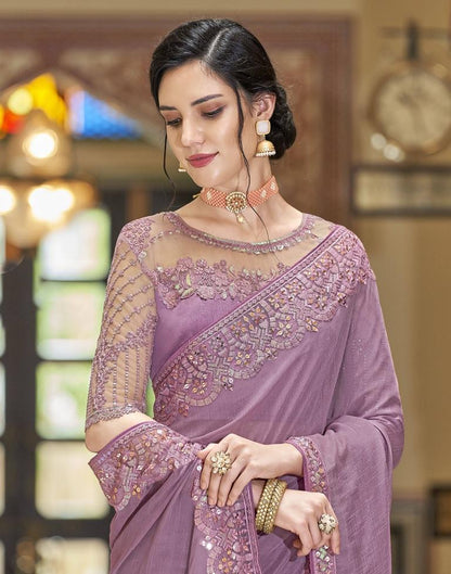 Lavender Chiffon Saree | Leemboodi