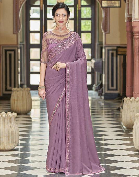 Lavender Chiffon Saree | Leemboodi