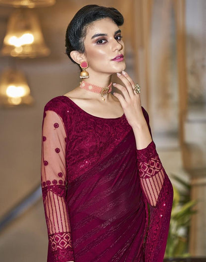 Wine Chiffon Saree | Leemboodi