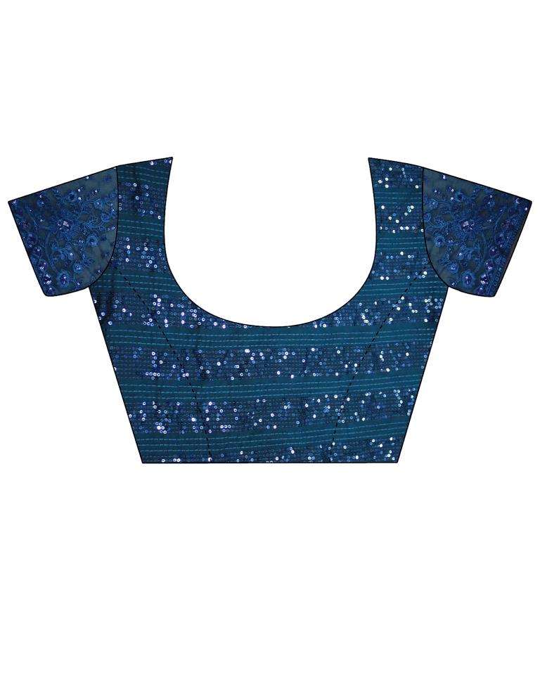 Teal Blue Chiffon Saree | Leemboodi