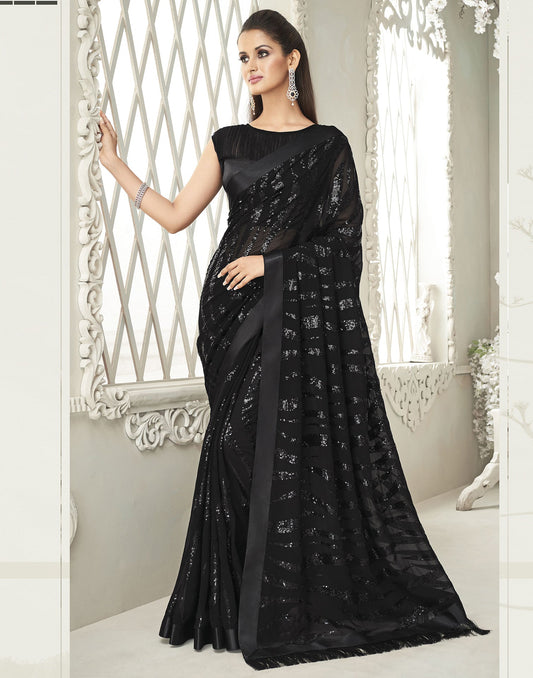 Black Georgette Saree | Leemboodi