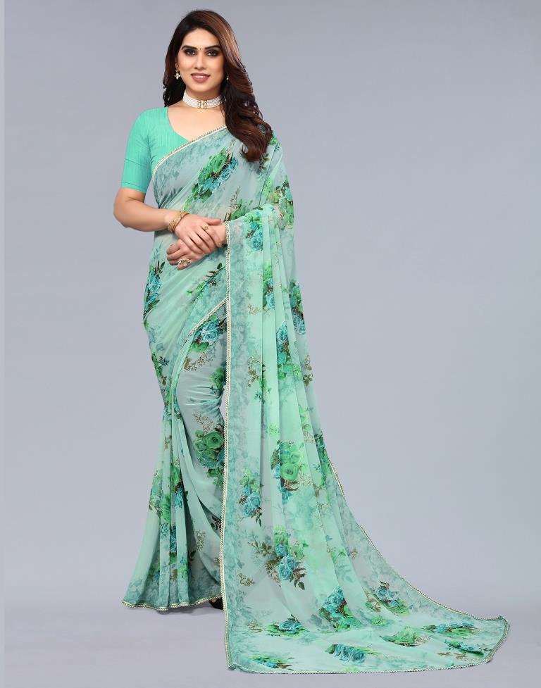 Sea Green Georgette Saree | Sudathi