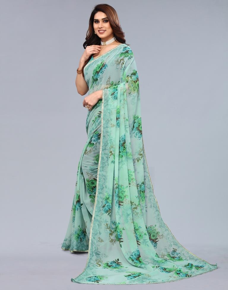 Sea Green Georgette Saree | Sudathi