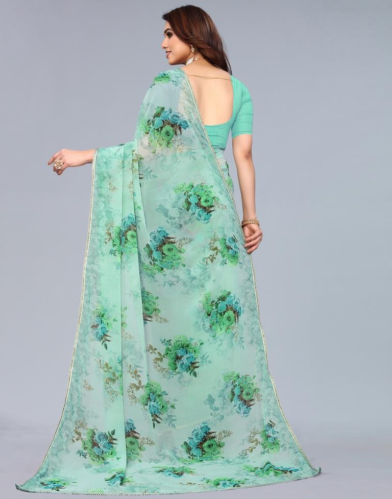 Sea Green Georgette Saree | Sudathi