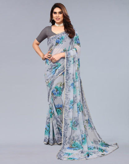 Grey Georgette Saree | Leemboodi