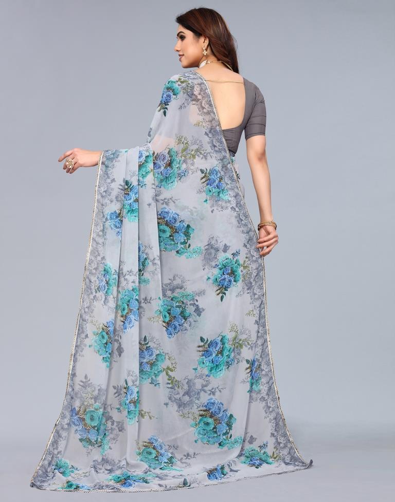 Grey Georgette Saree | Leemboodi
