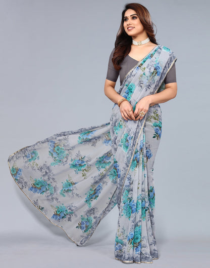 Grey Georgette Saree | Leemboodi
