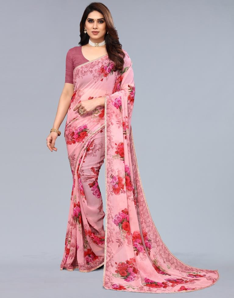 Light Pink Georgette Saree | Sudathi