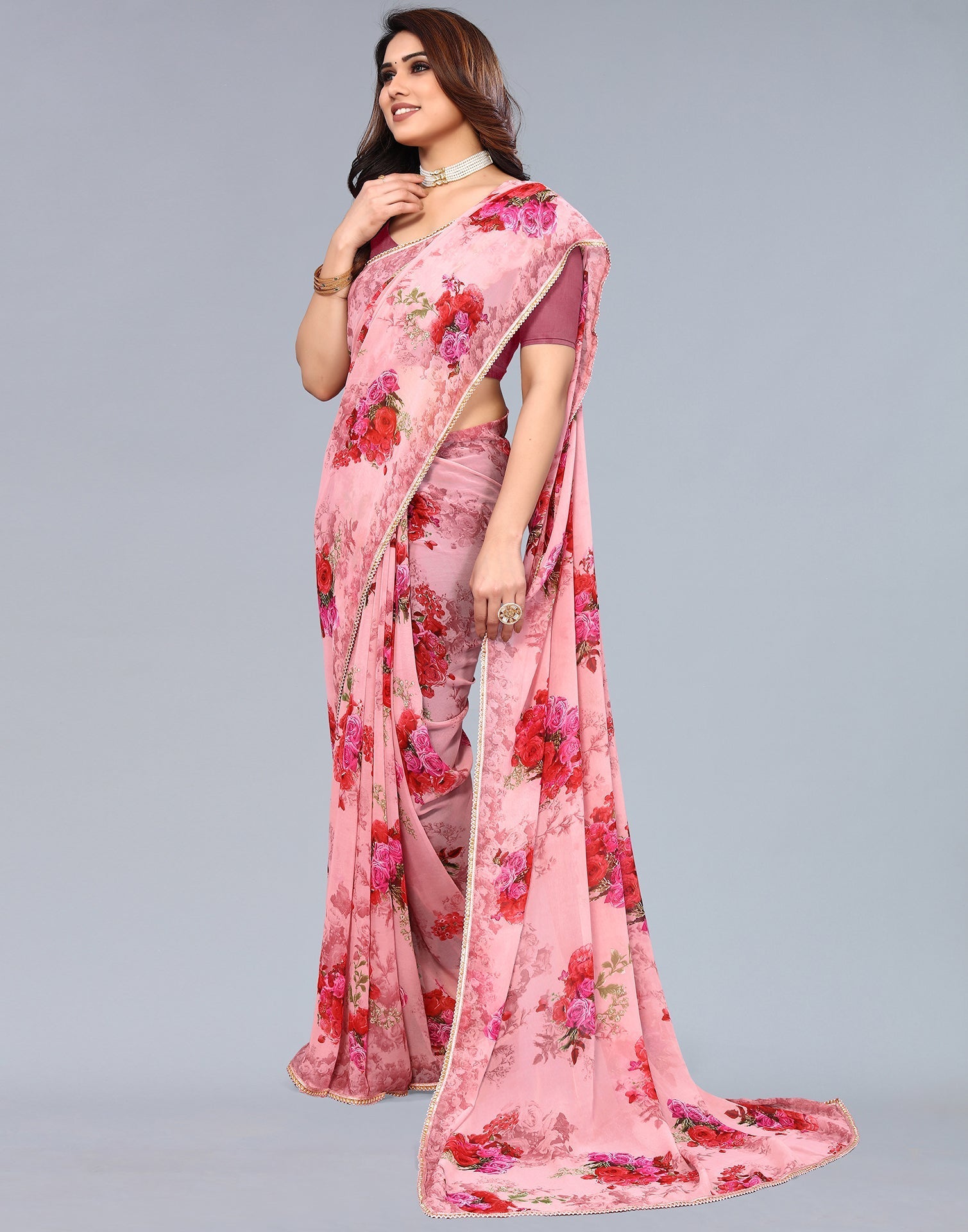 Light Pink Georgette Saree | Sudathi