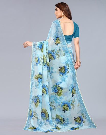 Light Blue Georgette Saree | Leemboodi