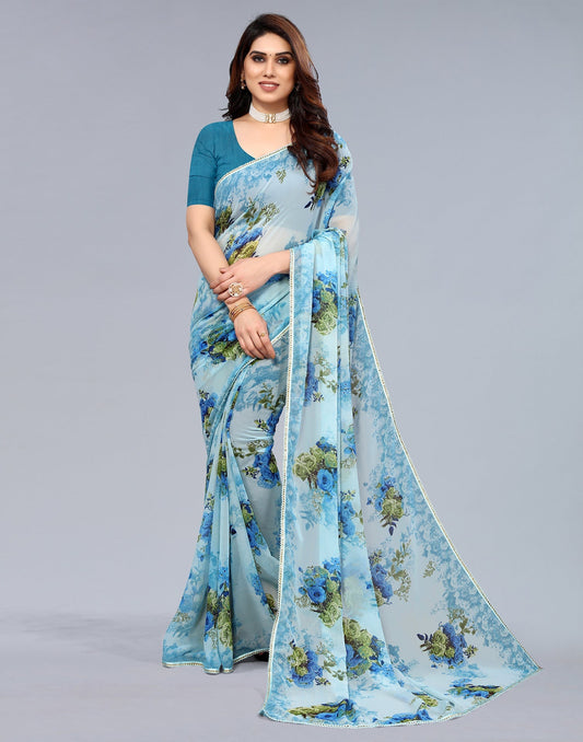 Light Blue Georgette Saree | Leemboodi