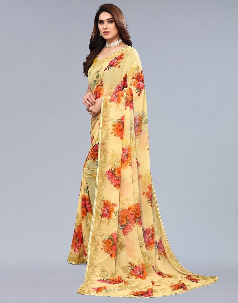 Yellow Georgette Saree | Sudathi