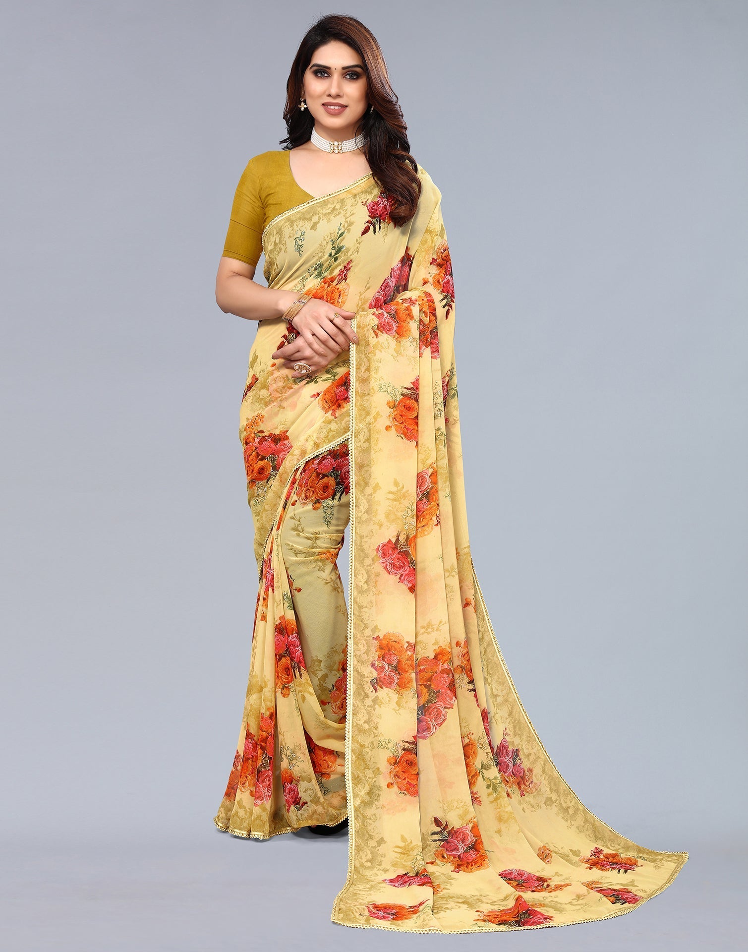 Yellow Georgette Saree | Sudathi