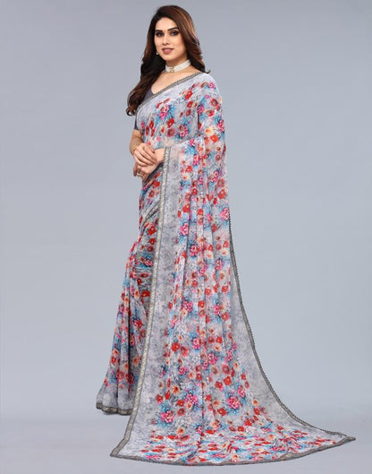 Grey Georgette Saree | Leemboodi