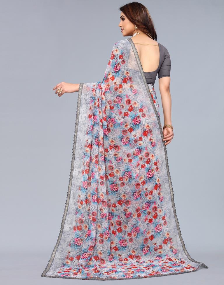 Grey Georgette Saree | Leemboodi