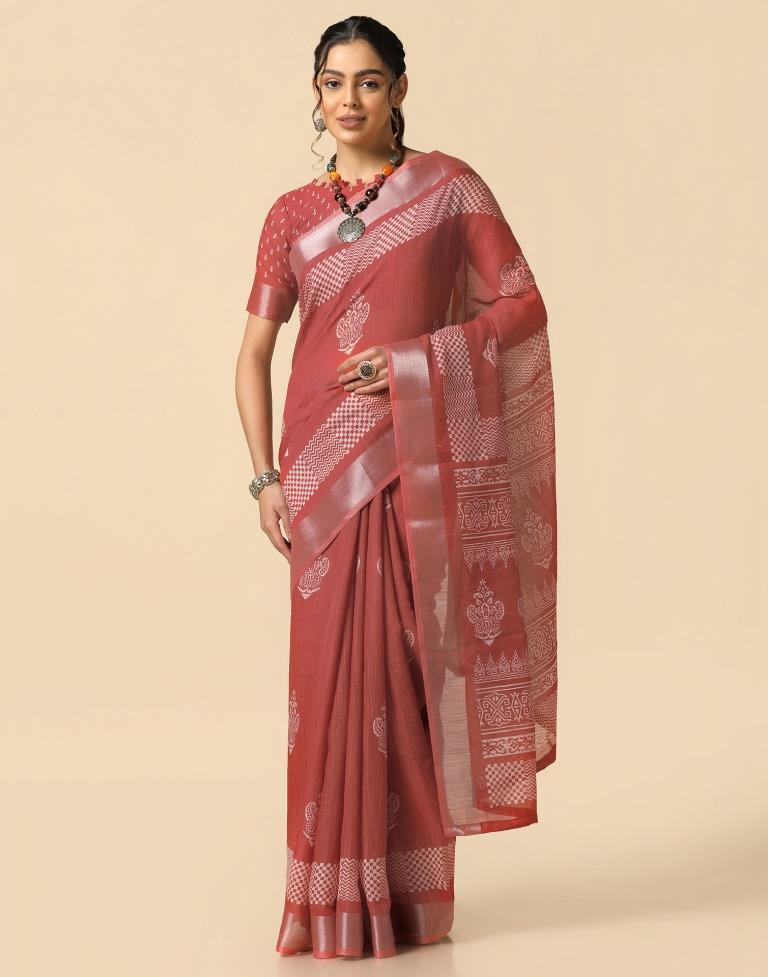 Dusty Pink Cotton Saree | Leemboodi