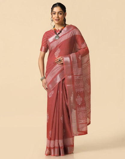 Dusty Pink Cotton Saree | Leemboodi