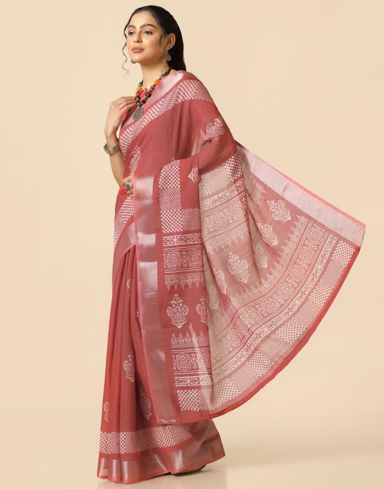 Dusty Pink Cotton Saree | Leemboodi