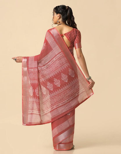 Dusty Pink Cotton Saree | Leemboodi