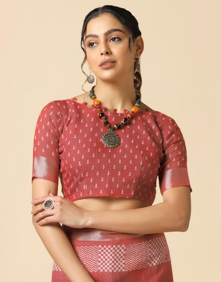 Dusty Pink Cotton Saree | Leemboodi