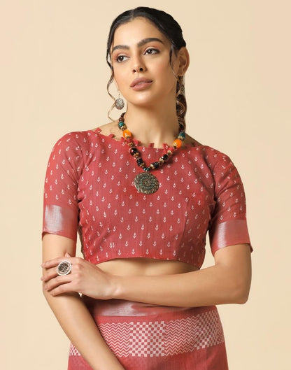 Dusty Pink Cotton Saree | Leemboodi