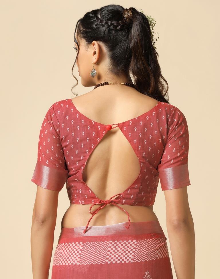 Dusty Pink Cotton Saree | Leemboodi