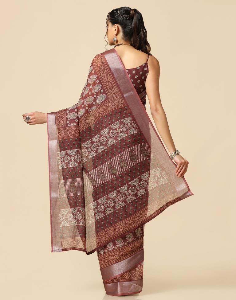 Brown Cotton Saree | Leemboodi