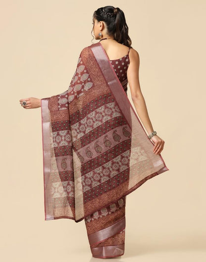 Brown Cotton Saree | Leemboodi
