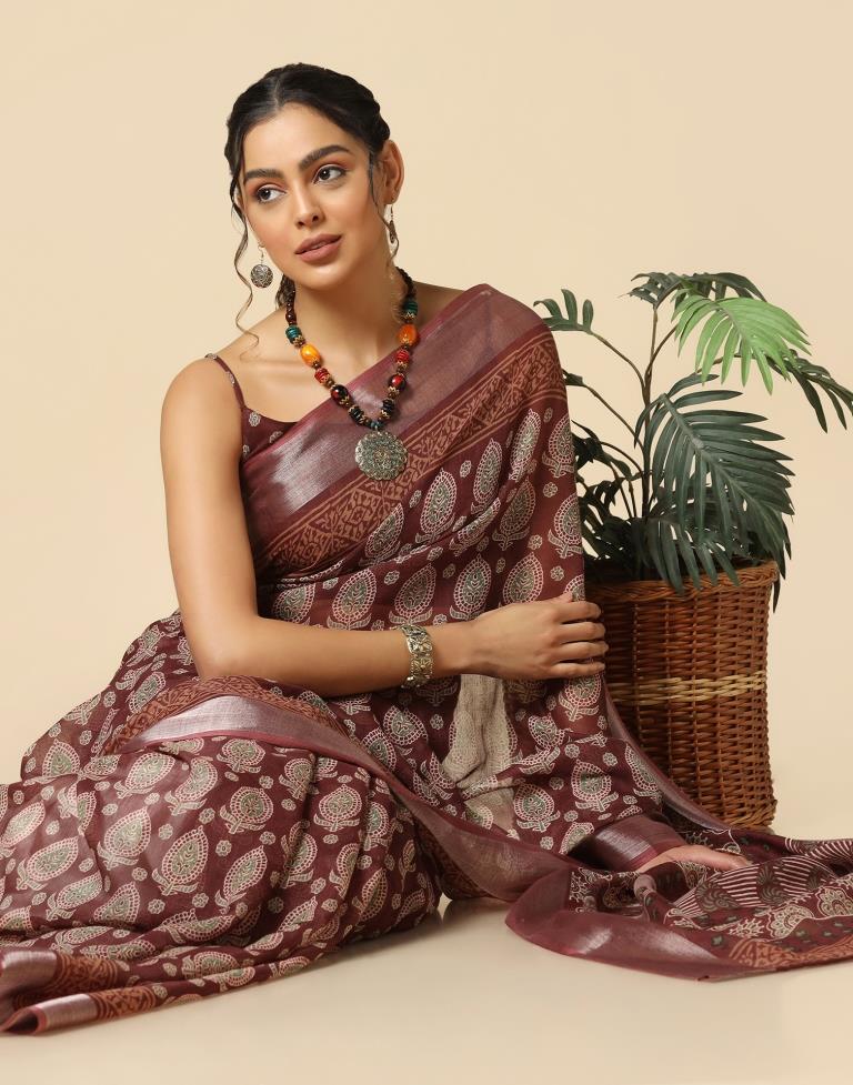 Brown Cotton Saree | Leemboodi