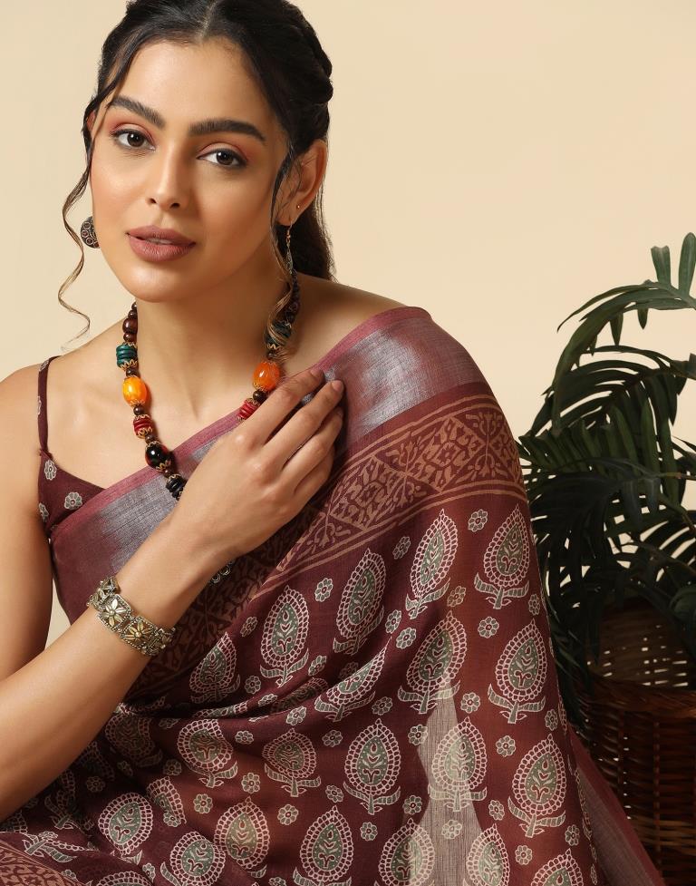 Brown Cotton Saree | Leemboodi
