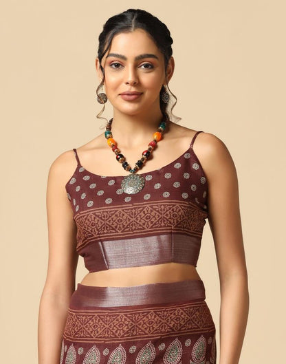 Brown Cotton Saree | Leemboodi