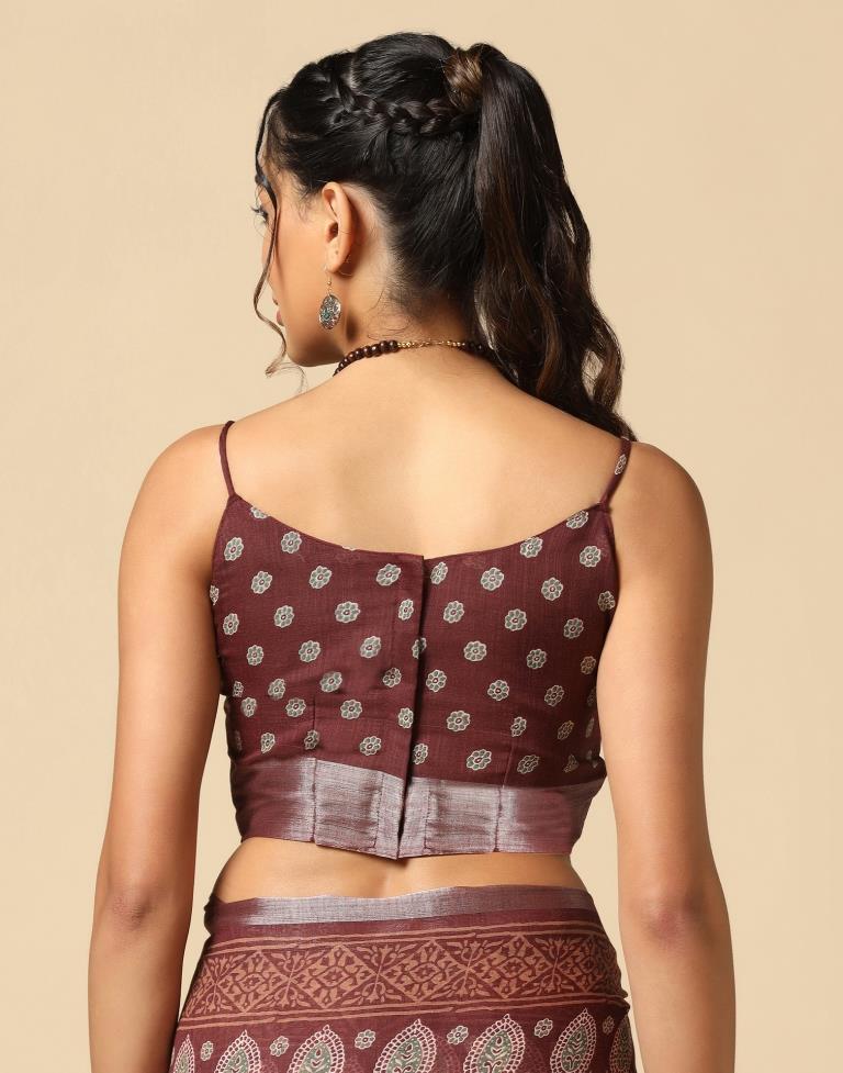 Brown Cotton Saree | Leemboodi