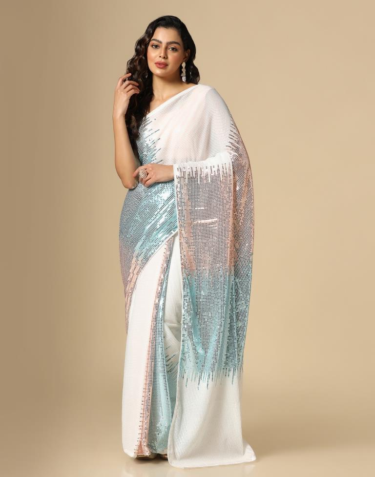 White Georgette Saree | Leemboodi