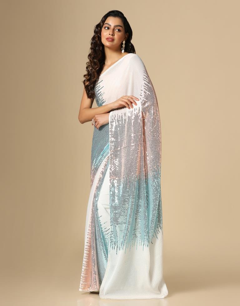 White Georgette Saree | Leemboodi