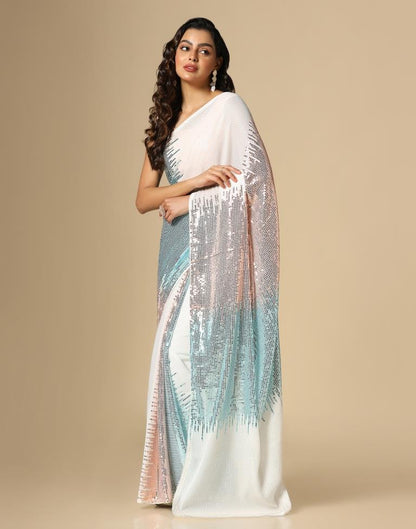 White Georgette Saree | Leemboodi