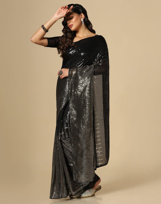 Black Georgette Saree | Leemboodi