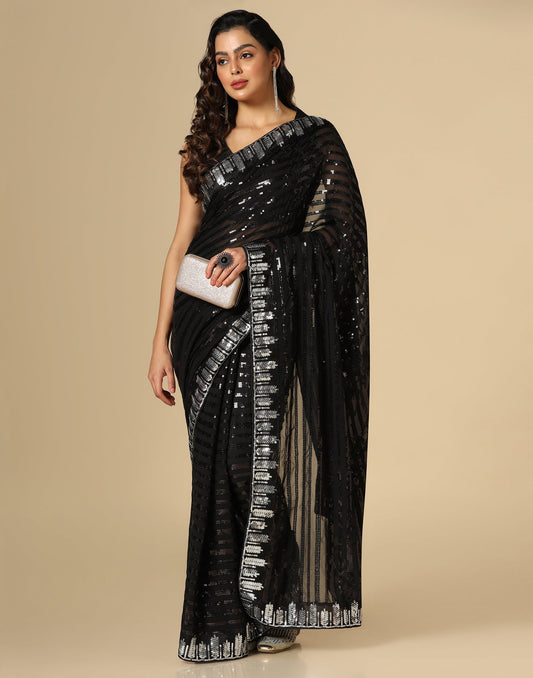 Black Georgette Saree | Leemboodi