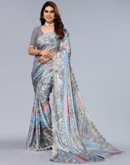 Light Grey Silk Saree | Leemboodi
