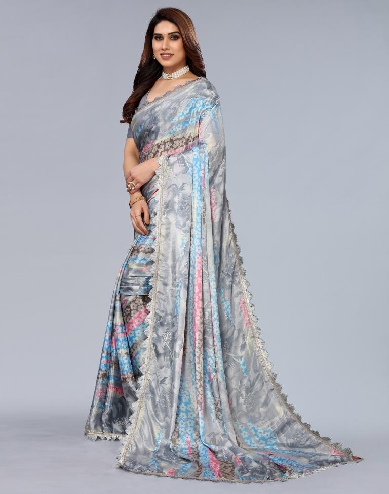 Light Grey Silk Saree | Leemboodi