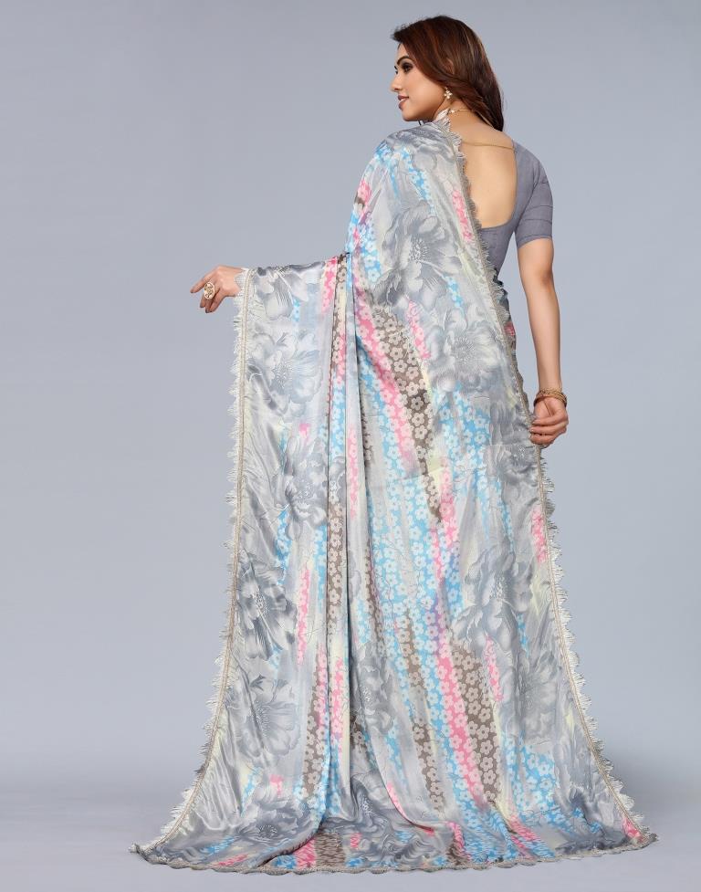 Light Grey Silk Saree | Leemboodi
