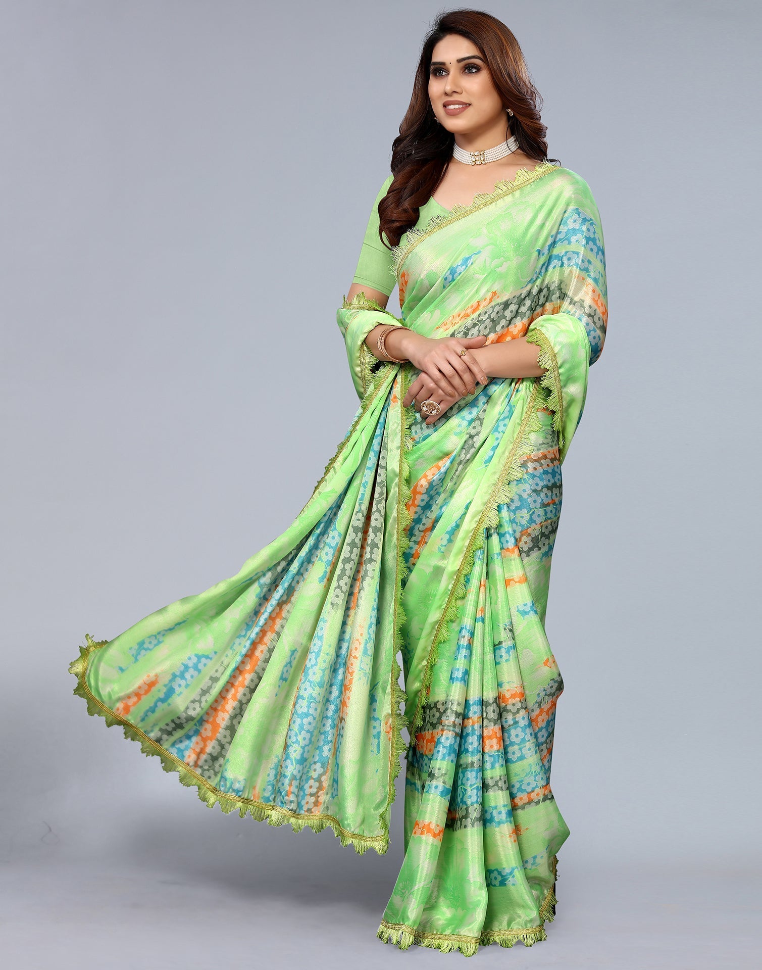 Light Green Silk Saree | Leemboodi
