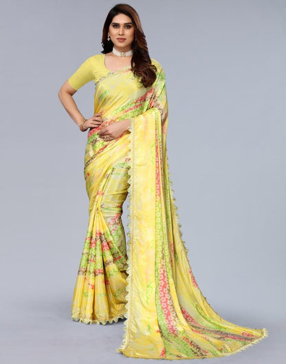 Light Yellow Silk Saree | Leemboodi