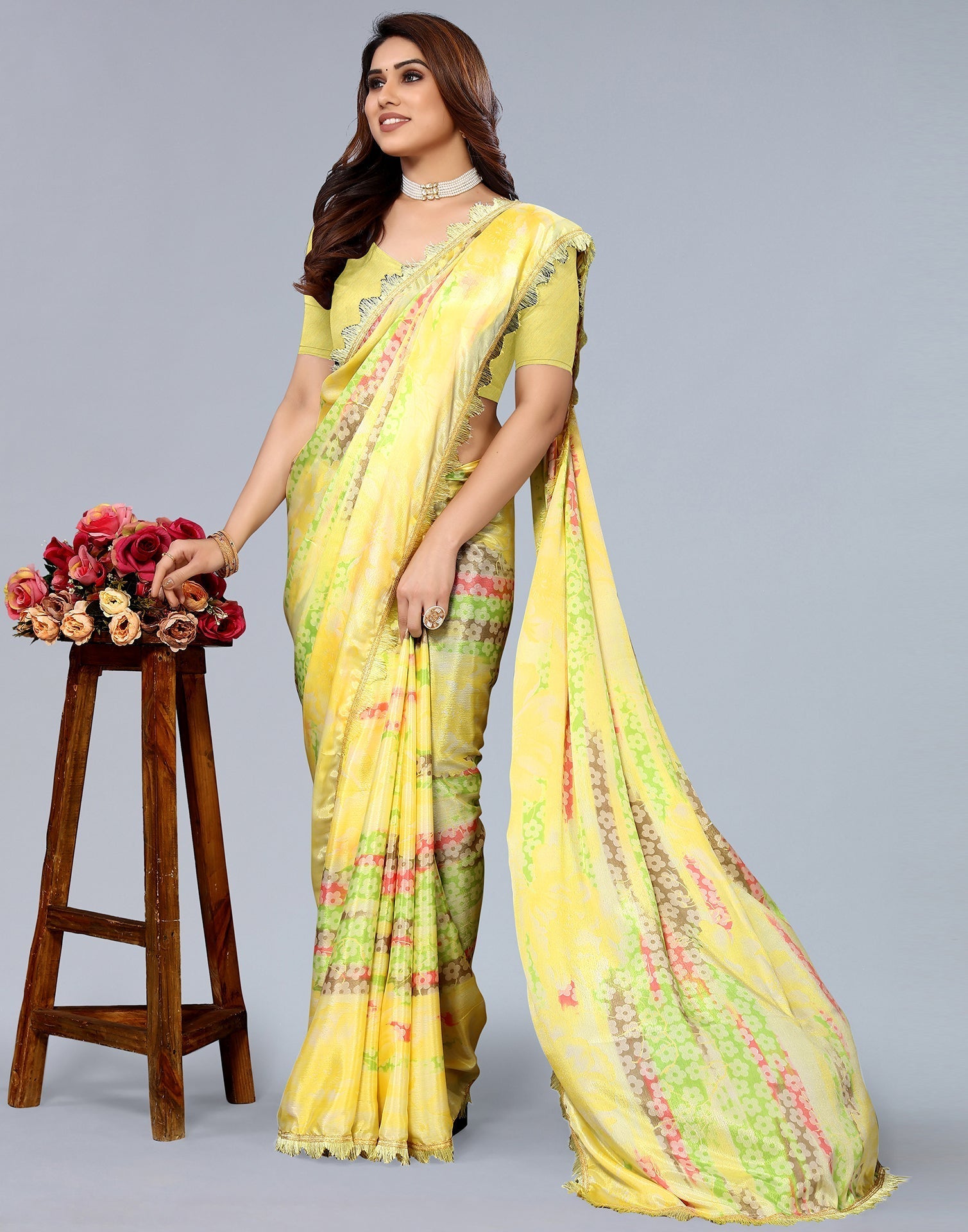 Light Yellow Silk Saree | Leemboodi