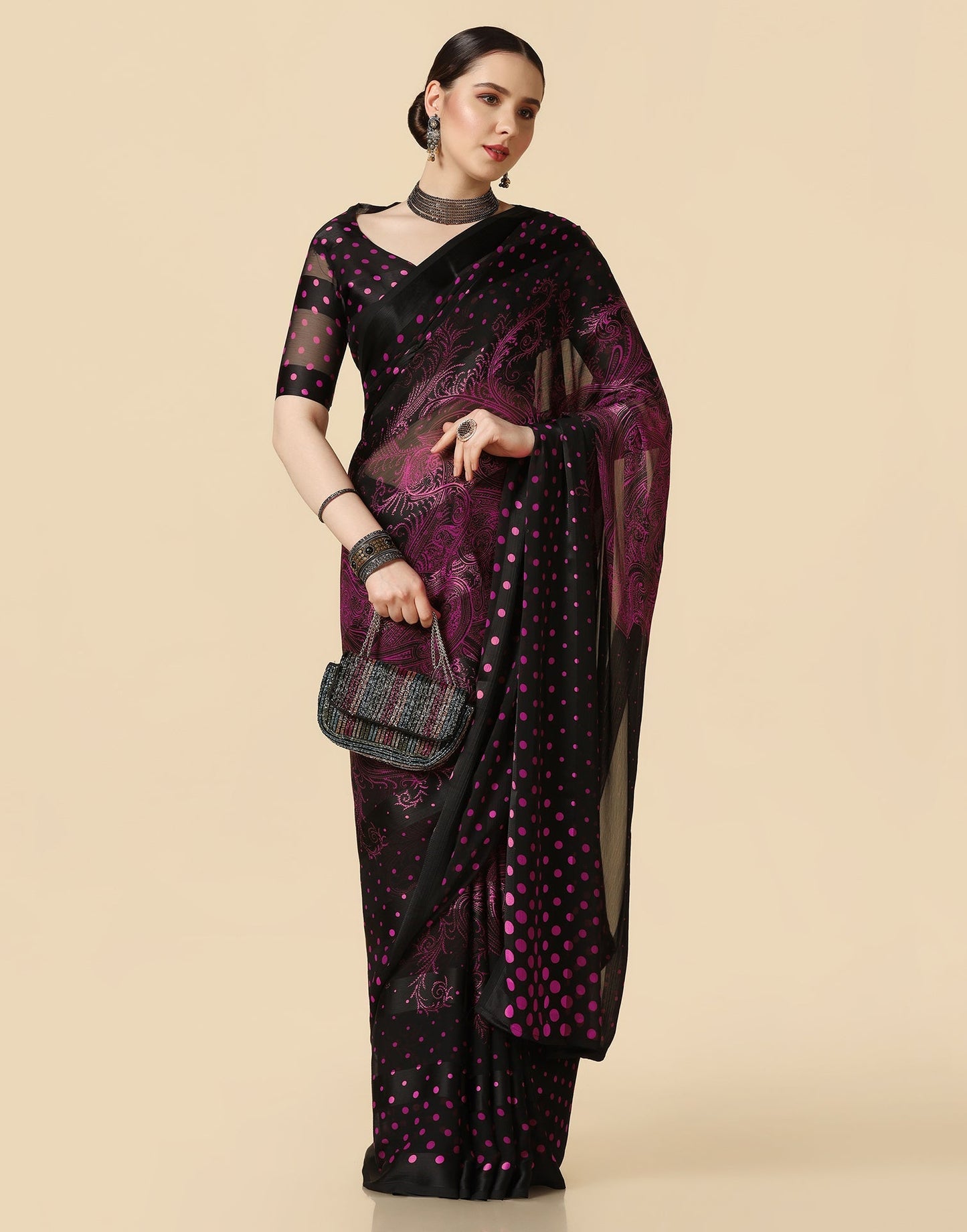 Black Chiffon Saree | Leemboodi