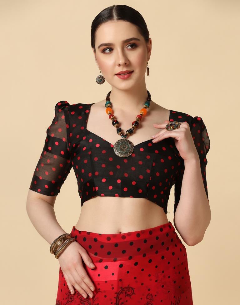 Red Chiffon Saree | Leemboodi