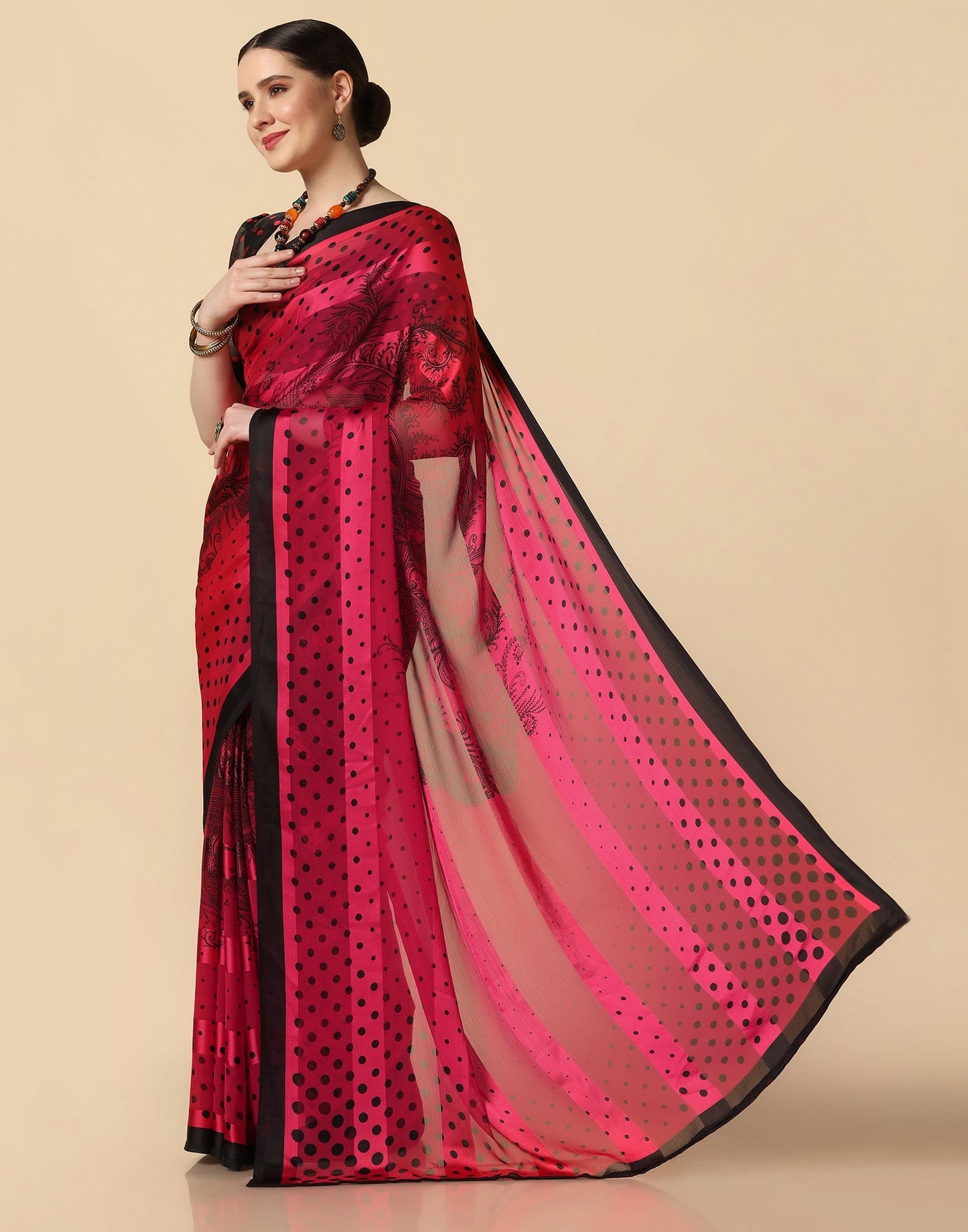 Red Chiffon Saree | Leemboodi